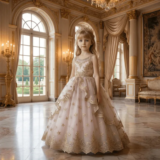 Luxury Embroidery Princess Kids Party Frock