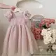 Girls' Summer Children's Vintage Layered Dress Solid O-Neck Knee-Length — product photo 2 — shop Bangladesh | RADANAN