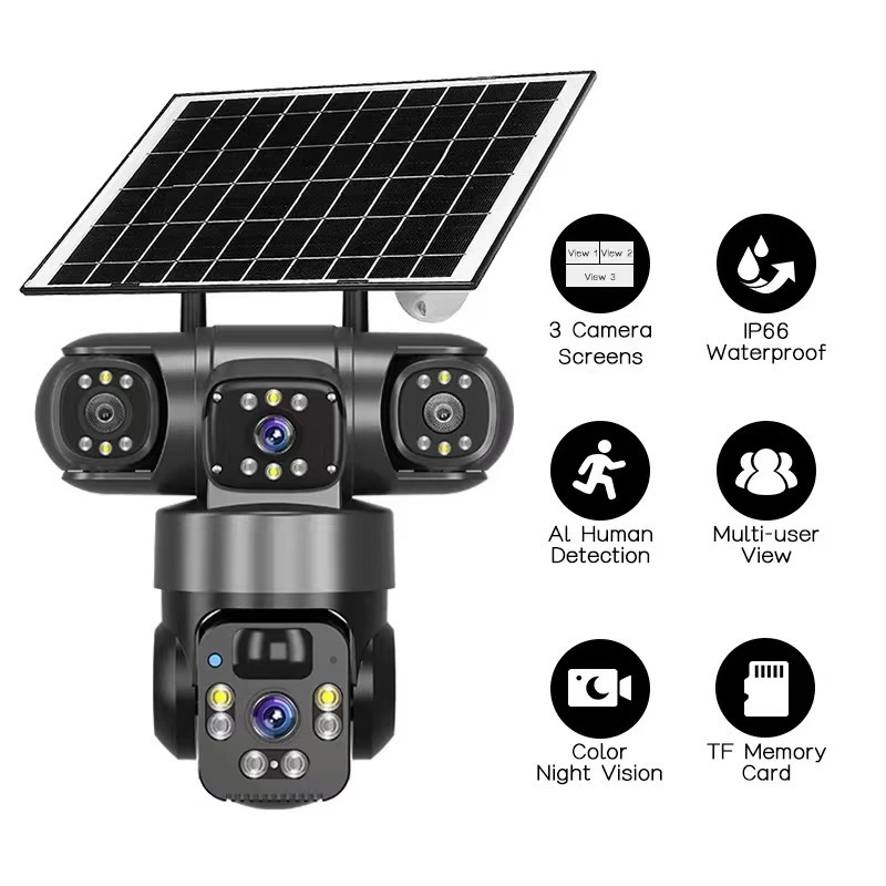 360-Degree Panoramic Three-Screen Solar Camera Three-Lens Wireless Wifi — product photo 7 — shop Bangladesh | RADANAN
