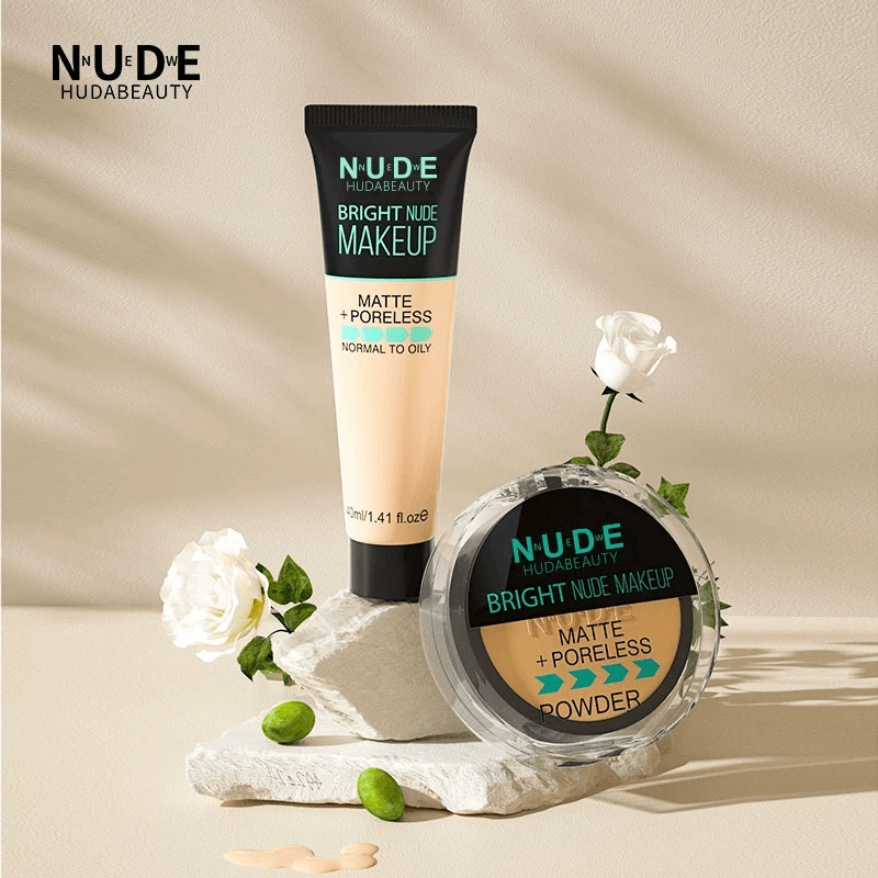 2-Piece Matte Foundation & Face Powder Makeup Set – Natural Skin Tone