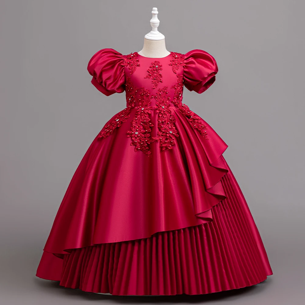 Girls Lace Flower Girl Dress Birthday Party Wedding Princess Gown for Kids in Bangladesh — product photo 5 — shop Bangladesh | RADANAN