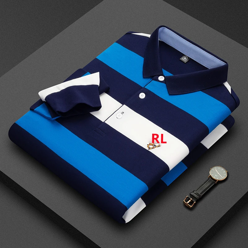 Men’s Striped Long Sleeve Polo Shirt – 100% Cotton — product photo 7 — shop Bangladesh | RADANAN