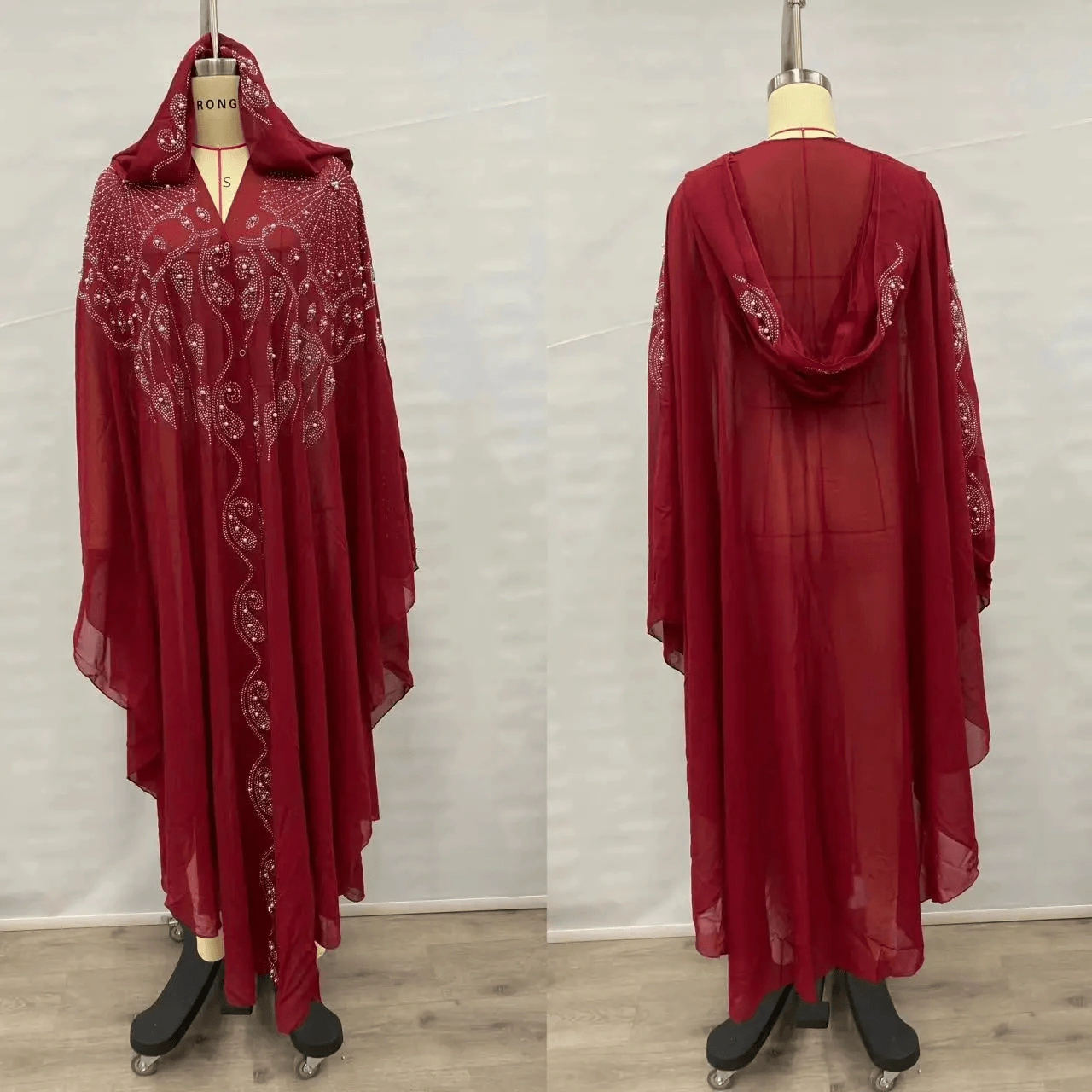 Elegant Rhinestone Bat Sleeve Muslim Abaya Dress – Anti Static Polyester Maxi Dress for Women — product photo 6 — shop Bangladesh | RADANAN