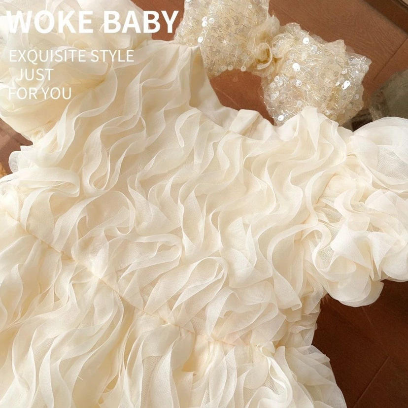 Newborn Baby Mesh Puff Sleeve Summer Princess Soft Cotton Christening Dresses — product photo 3 — shop Bangladesh | RADANAN