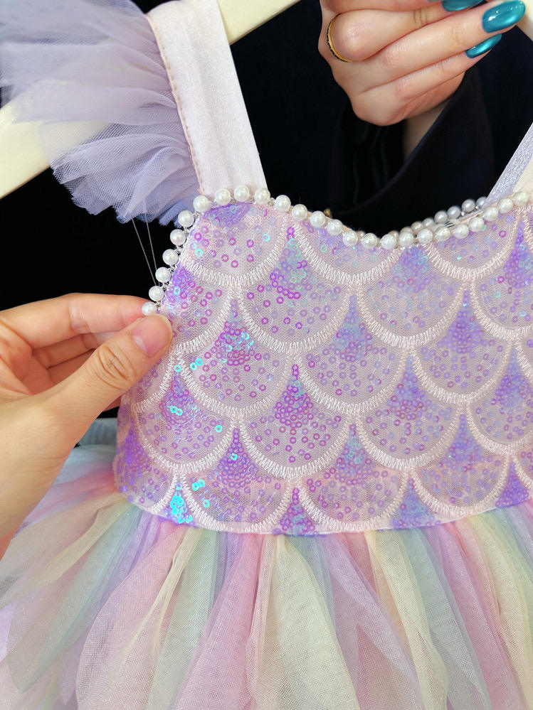 Princess Dress with Suspender Elegant Birthday Gift for Little Girls Colorful Picture Design — product photo 4 — shop Bangladesh | RADANAN