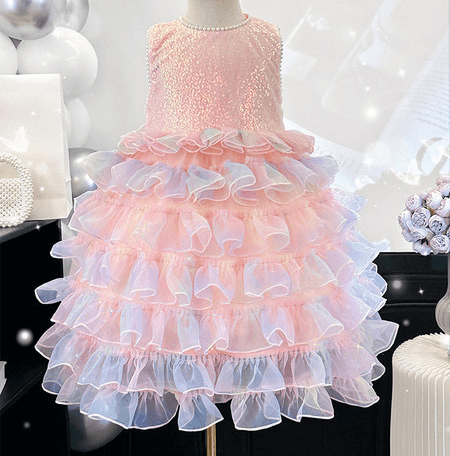 Eco-Friendly Dress for Girls Breathable Chiffon Colorful Cake Design — product photo 3 — shop Bangladesh | RADANAN