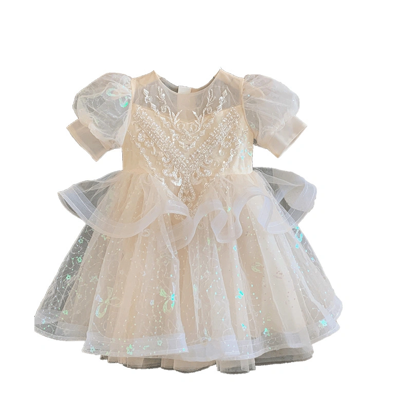 Girls' Piano Performance Dress, Classy Birthday Princess Dress, Fluffy Gauze Puff Sleeves, Small Host Kidsren's Performance Clothing — product photo 6 — shop Bangladesh | RADANAN