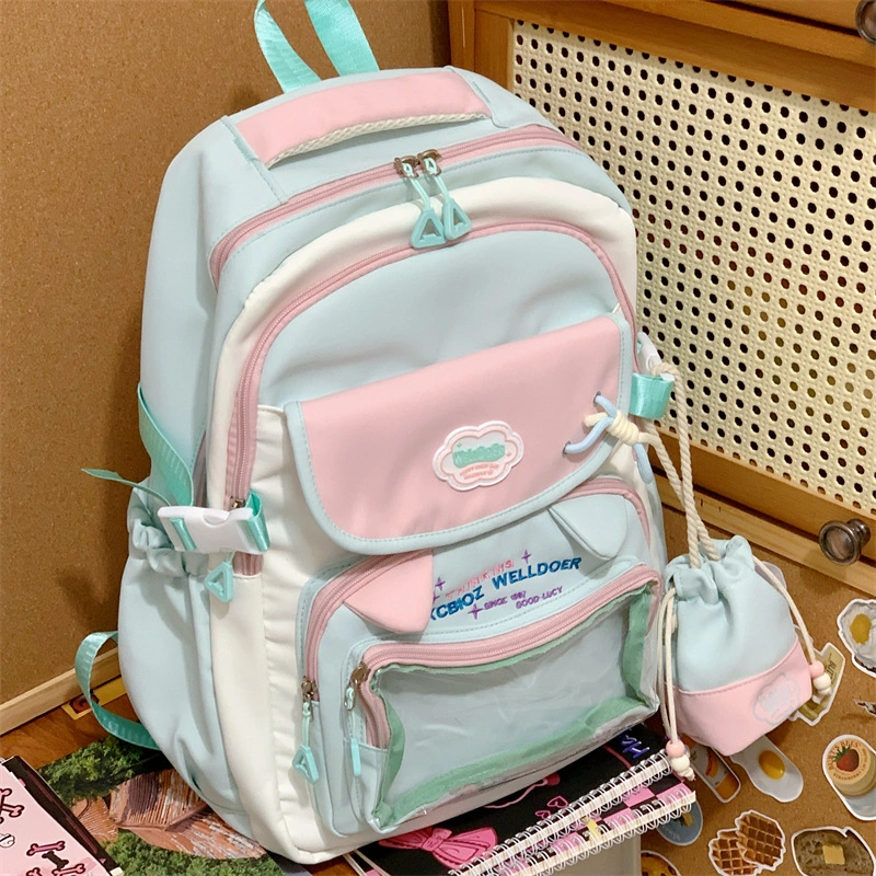 New Contrasting Color Schoolbags for Girls with Good Looks, College Style, Sweet Girls' Pain Bags, Two-Piece Backpacks for Primary and Secondary School Students — product photo 5 — shop Bangladesh | RADANAN
