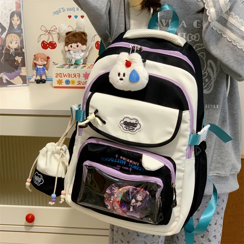 New Contrasting Color Schoolbags for Girls with Good Looks, College Style, Sweet Girls' Pain Bags, Two-Piece Backpacks for Primary and Secondary School Students — product photo 7 — shop Bangladesh | RADANAN